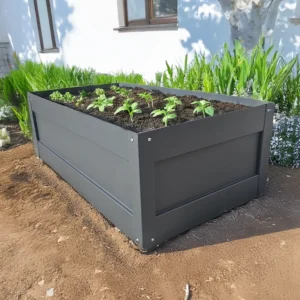 Biorfe Premium Galvanizli Yükseltilmiş Sebze Yatağı, Elektrostatik Fırın Boyalı, Antrasit 120x62x38 cm