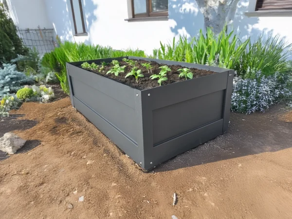Biorfe Premium Galvanizli Yükseltilmiş Sebze Yatağı, Elektrostatik Fırın Boyalı, Antrasit 120x62x38 cm