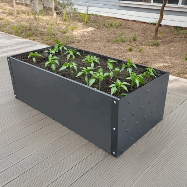 Biorfe Premium Plywood Yükseltilmiş Sebze Yatağı, Elektrostatik Fırın Boyalı, Antrasit 125x60x40 cm