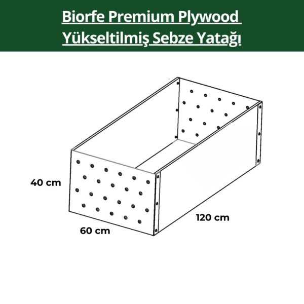 Biorfe Premium Plywood Yükseltilmiş Sebze Yatağı, Elektrostatik Fırın Boyalı, Antrasit 125x60x40 cm - Görsel 4